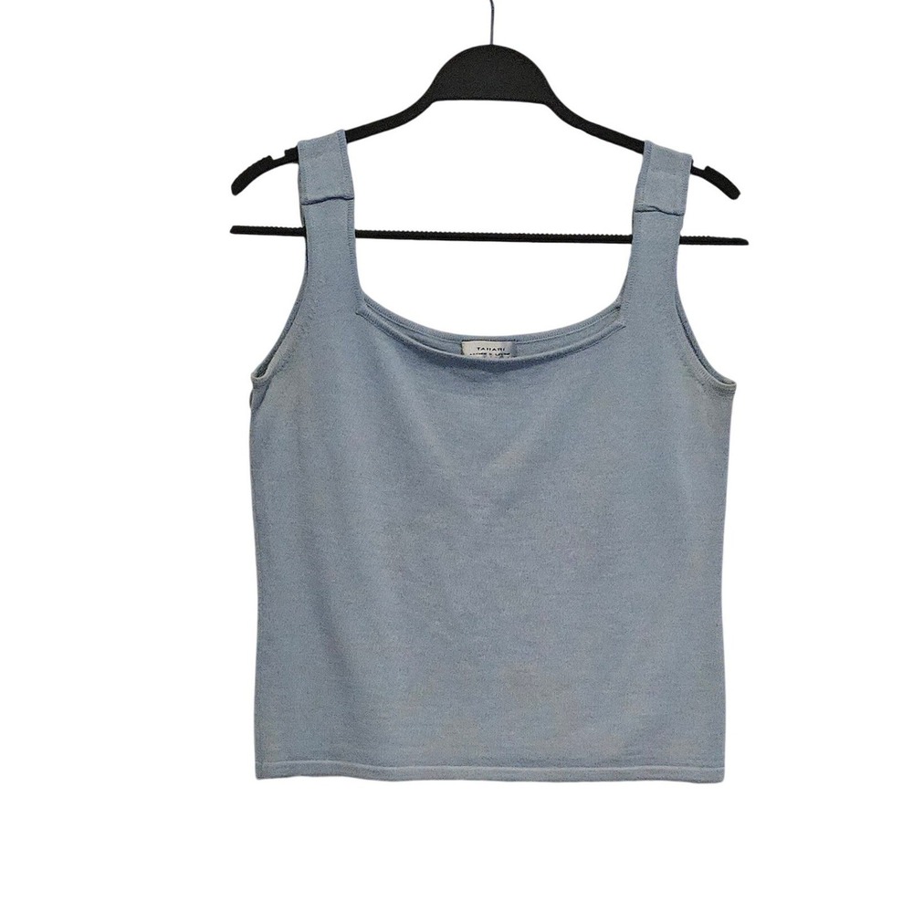 Tahari Arthur S Levine Womens Tank Top Blue Square Neck Sleeveless Knit Size‎ 10